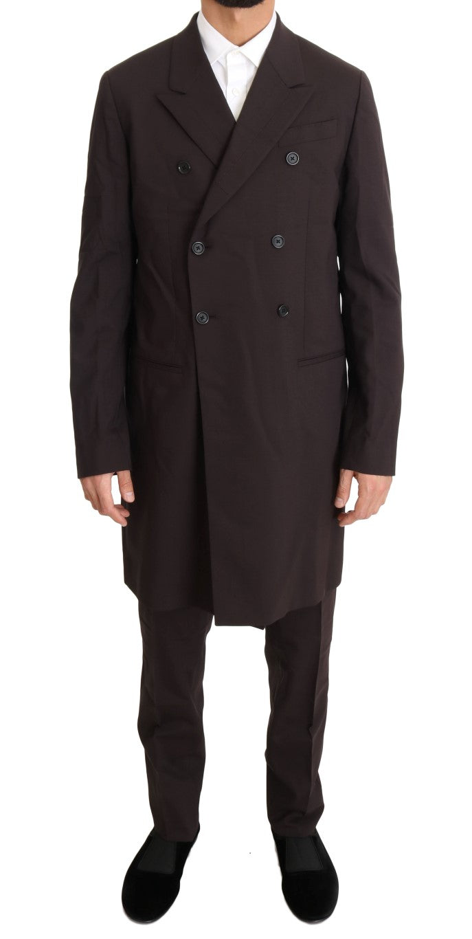 Dolce & Gabbana Elegant Bordeaux Double Breasted Suit blazer with two-button closure and sleek lines