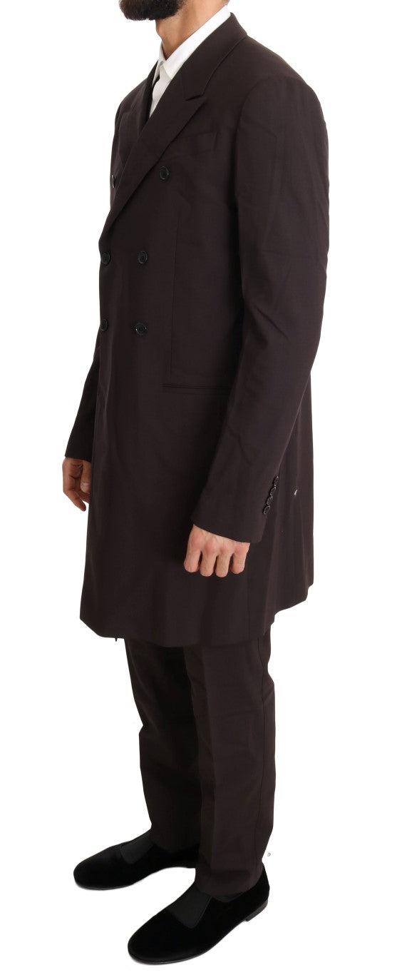 Dolce & Gabbana Elegant Bordeaux Double Breasted Suit vest with fully buttoned adjustable back