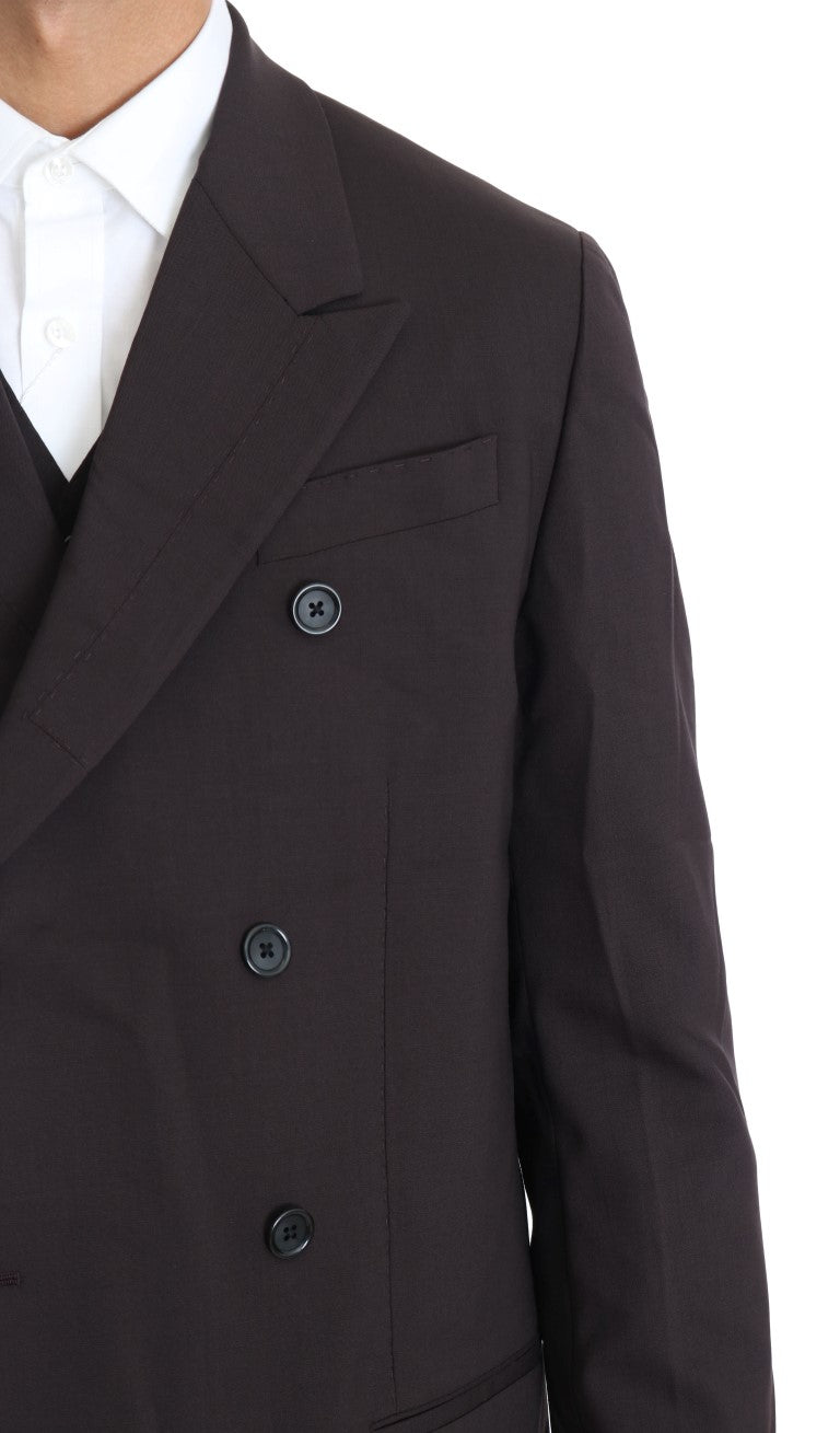 Dolce & Gabbana Elegant Bordeaux Double Breasted Suit rare gem from the Italian runway
