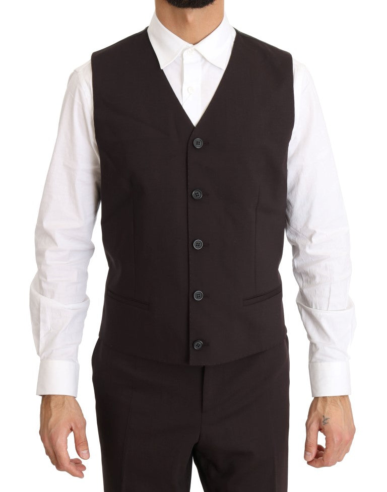 Dolce & Gabbana Elegant Bordeaux Double Breasted Suit luxurious blend of wool and elastane