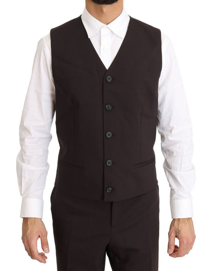 Dolce & Gabbana Elegant Bordeaux Double Breasted Suit luxurious blend of wool and elastane