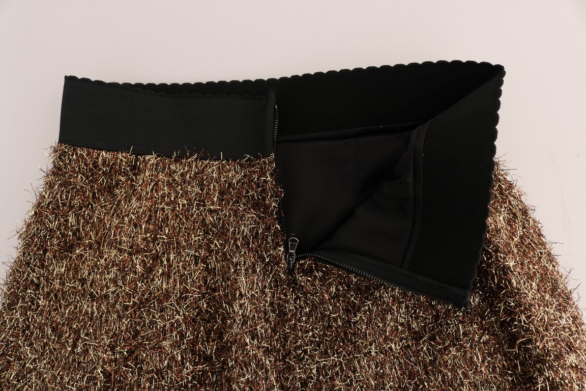 Dolce & Gabbana Elegant Gold Fringe High-Waist Pencil Skirt - Sophisticated and stylish fashion statement for any occasion