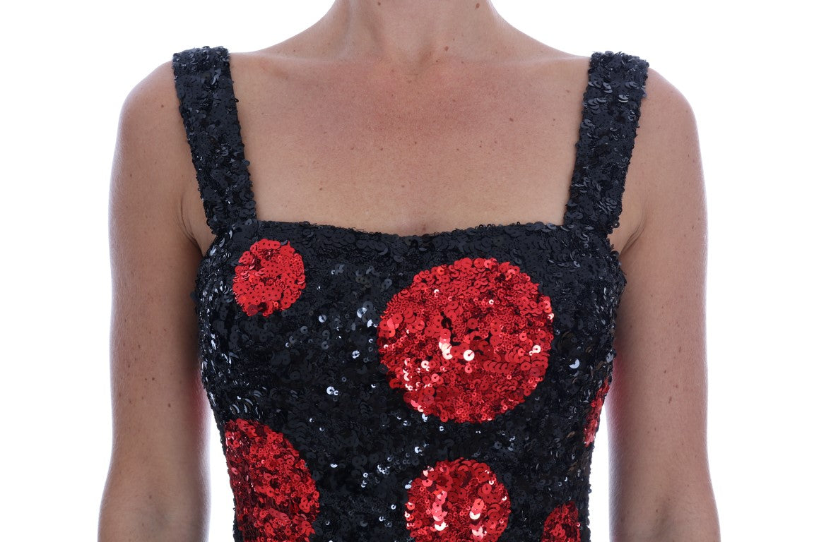  Bold Black and Red Polka Dotted Dolce & Gabbana Shift Dress Made with Finesse and Exclusivity 
