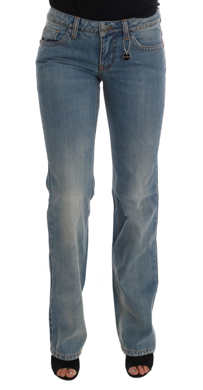 Costume National Chic Classic Fit Straight Blue Jeans in exquisite blue wash denim