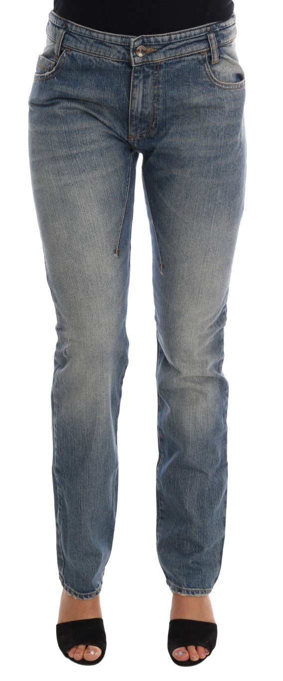 Costume National chic blue slim fit designer jeans with zipper and button fly