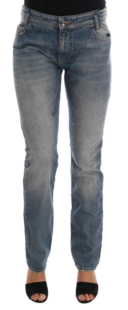 Costume National chic blue slim fit designer jeans with zipper and button fly