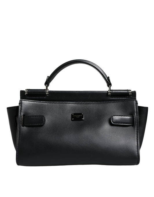 Dolce & Gabbana black leather crossbody bag with gold-tone hardware