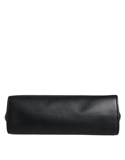 Stunning 100% calf leather black crossbody bag with logo engraved hardware