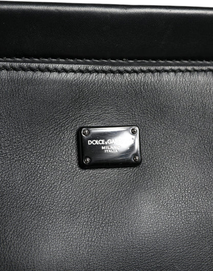 Dolce & Gabbana black leather bag with padded top handle and magnetic closure