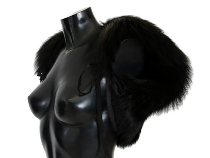 Luxurious black shoulder wrap scarf crafted with 95% Silver Fox Fur