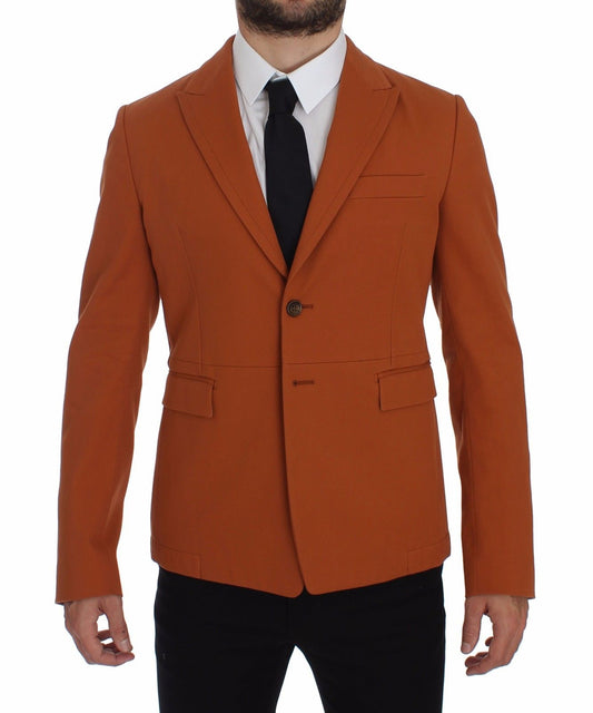 Dolce & Gabbana Elegant Orange Casual Cotton Blend Blazer with cat print lining