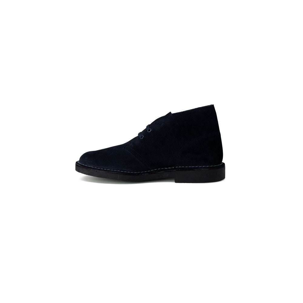 Clarks Blue Leather Boot with Buckle and Chunky Heel for Women