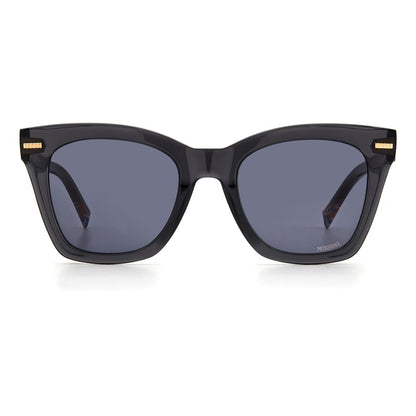 Acetate sunglasses in light grey with colored enamel elements