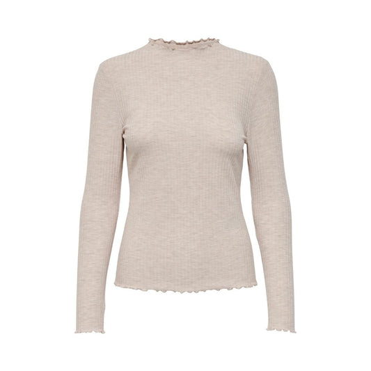 Turtleneck beige polyester sweater for women in autumn and winter collection