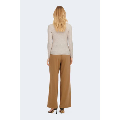 Soft and comfortable turtleneck sweater in neutral beige color
