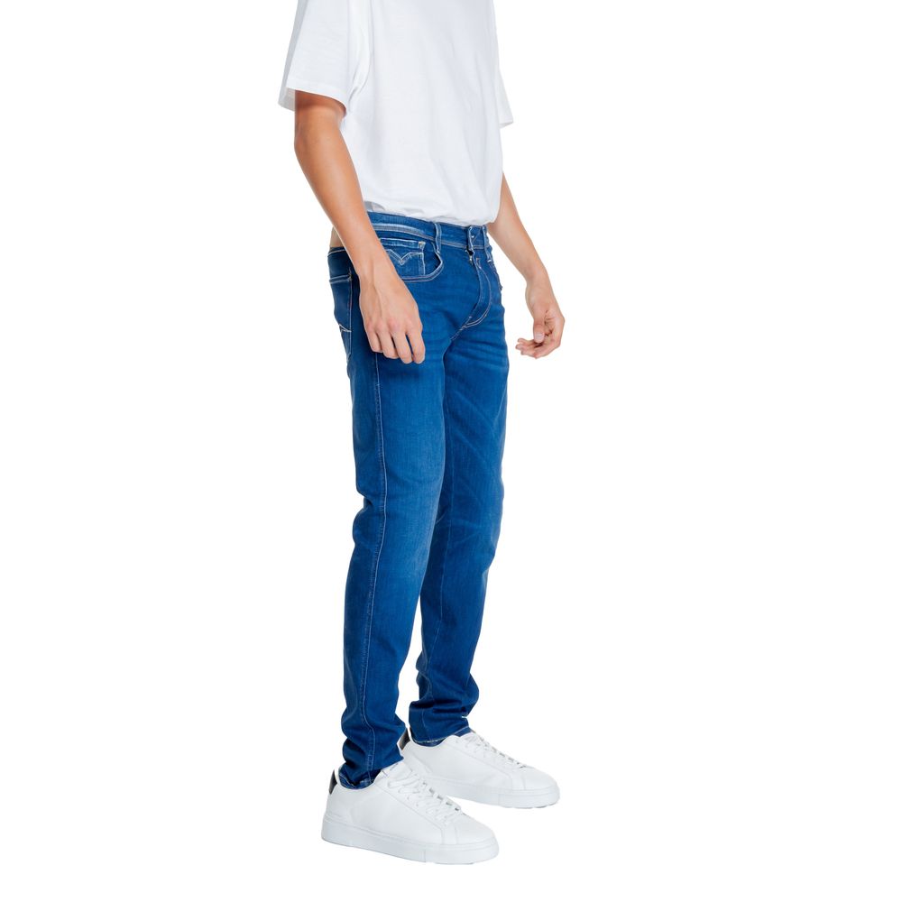Close-up of Blue Cotton Jeans & Pant Fabric Texture