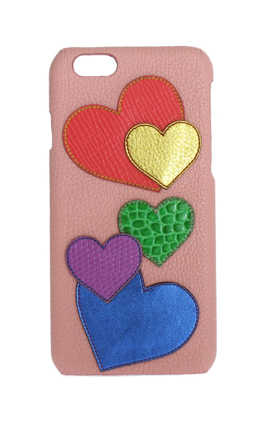 Dolce & Gabbana Chic Pink Leather Heart-Embellished Phone Cover for iPhone 6/6s