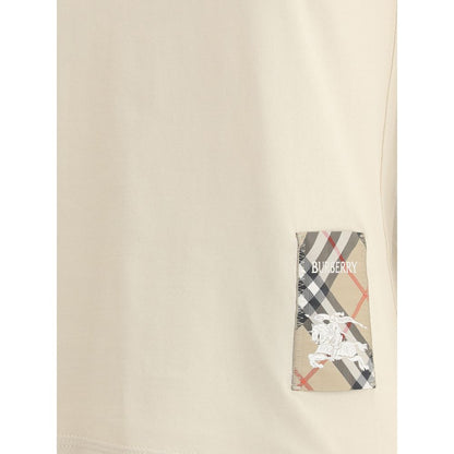 Burberry T-shirt featuring iconic logo patch and elegant design