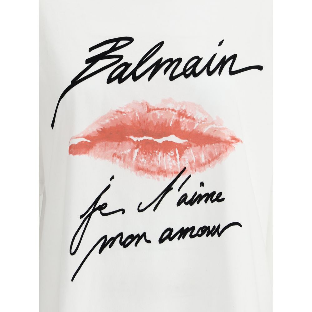 Balmain Kiss T-Shirt featuring contrasting iconic brand monogram on front