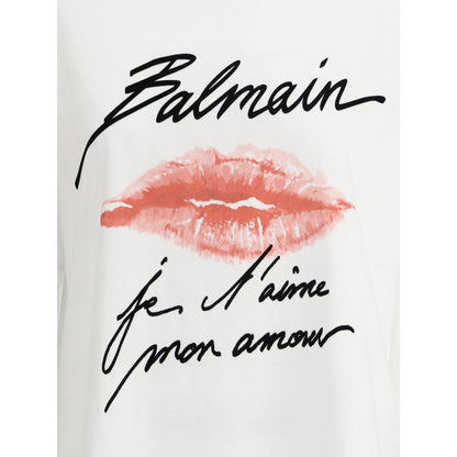 Balmain Kiss T-Shirt featuring contrasting iconic brand monogram on front