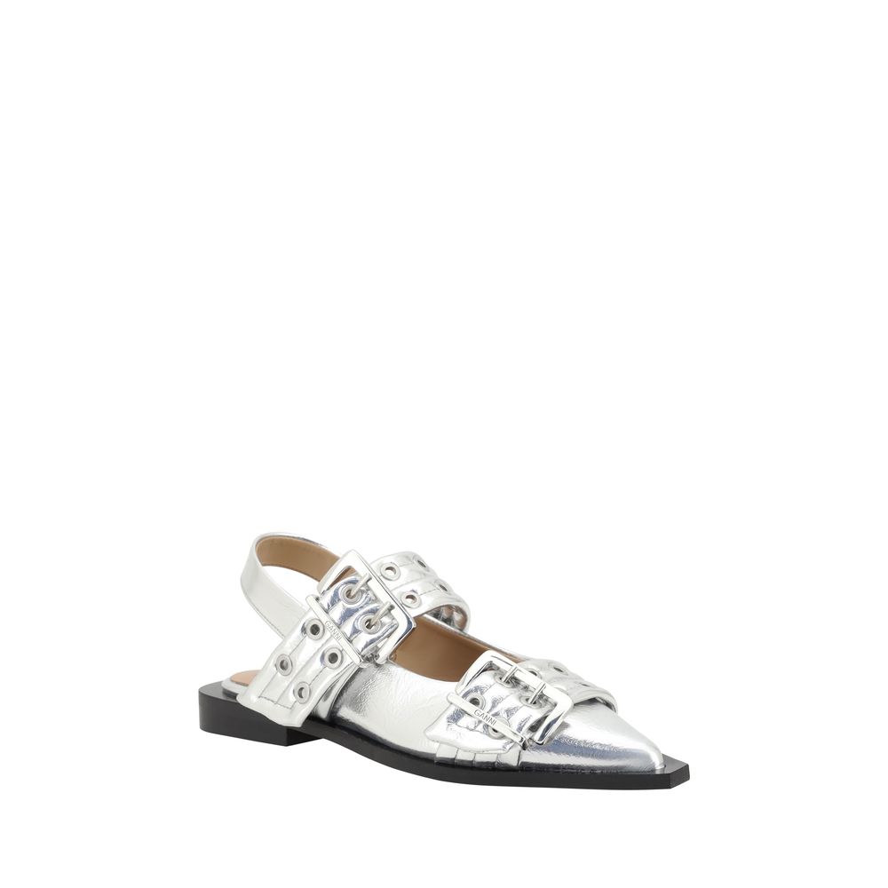 Ganni ballerinas with two adjustable front buckles and block sole