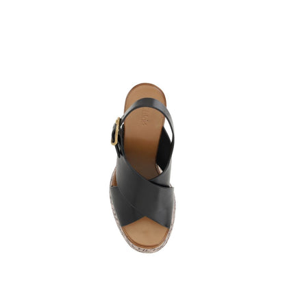 Comfortable and stylish Chloé Maxime Sandals with wide wood-effect wedge