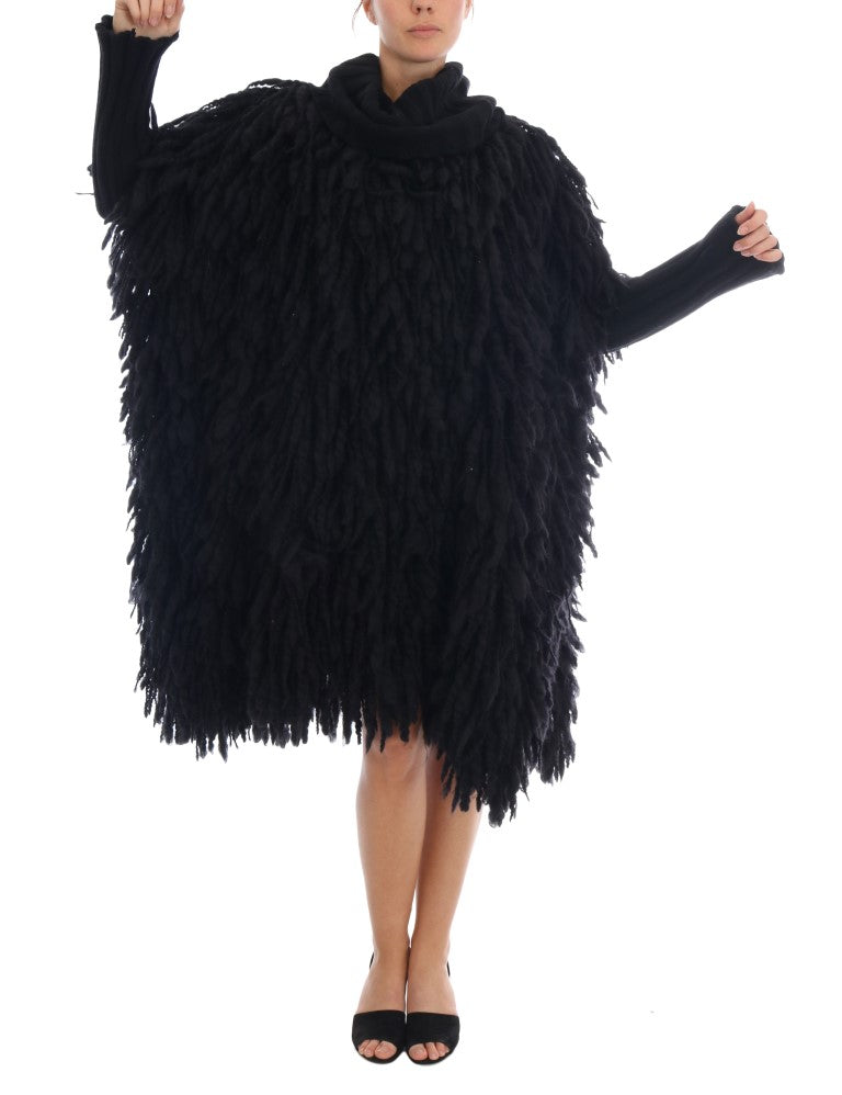 Exquisite Black Turtleneck Sweater with Italian Craftsmanship