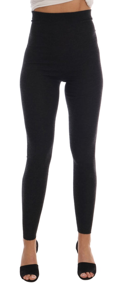 Dolce & Gabbana Elegant Gray Cashmere High Waist Pants in Italy