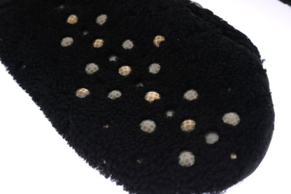 Black leather gentleman's gloves with gold and silver studded detailing