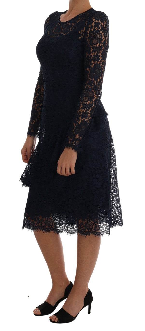 Luxurious knee-length dress made from Taormina floral lace
