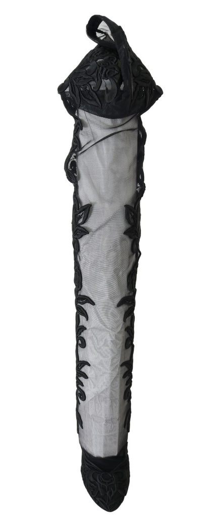 Dolce & Gabbana Embroidered Floral Over-Knee Boots in black suede