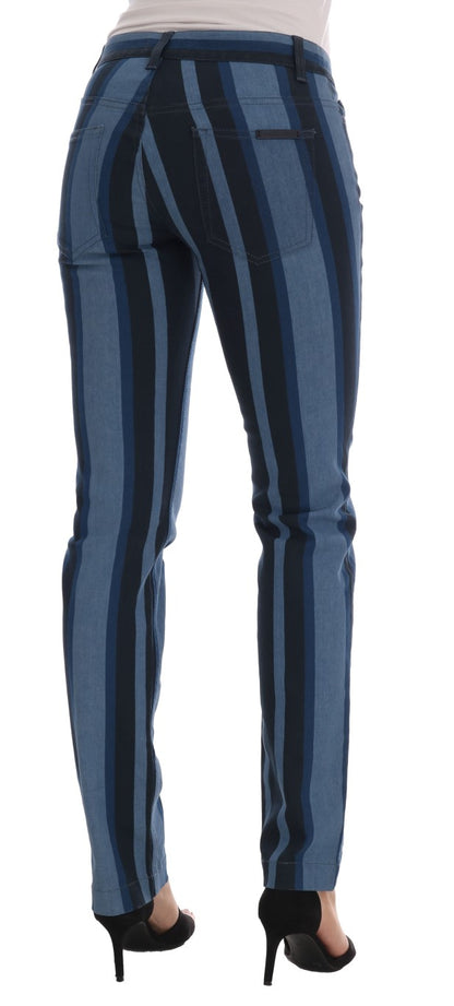 Gorgeous Dolce & Gabbana chic blue striped jeans made in Italy