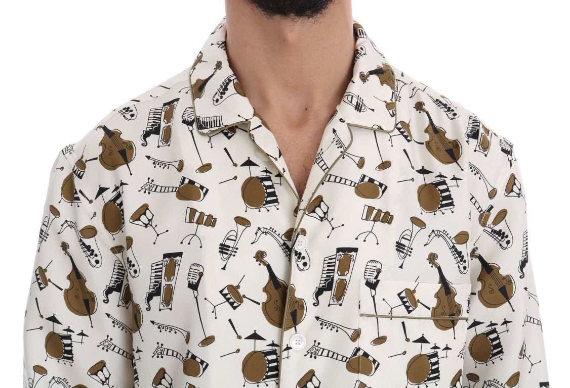 Multicolor silk shirt with unique JAZZ print