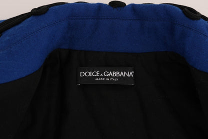 Italian-made double-breasted black and blue trench coat with silk lining