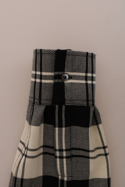 Black and white checkered wool shirt adorned with multicolored crystals and sequins
