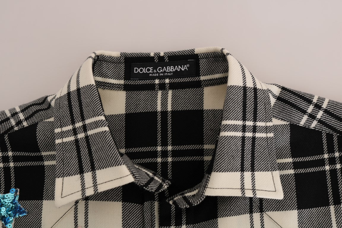Dolce & Gabbana wool shirt featuring multicolor crystal and sequins from Italy