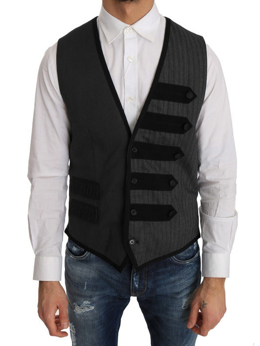 Exquisite Dolce & Gabbana Gray Torrero Pattern Formal Vest in Italy