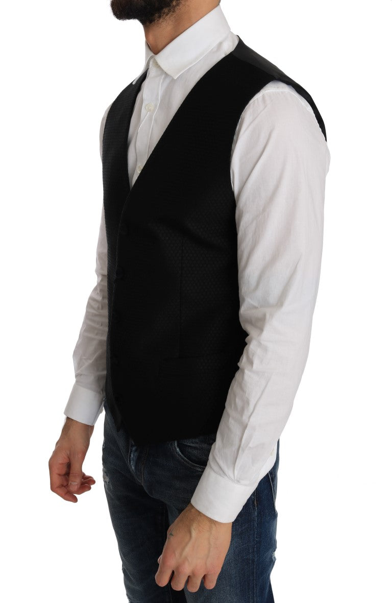 Brand new Dolce & Gabbana Polka Dot Black Dress Vest designed for formal occasions