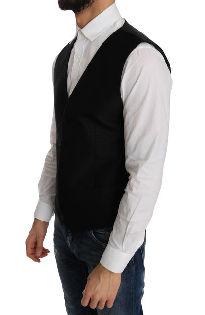 Brand new Dolce & Gabbana Polka Dot Black Dress Vest designed for formal occasions