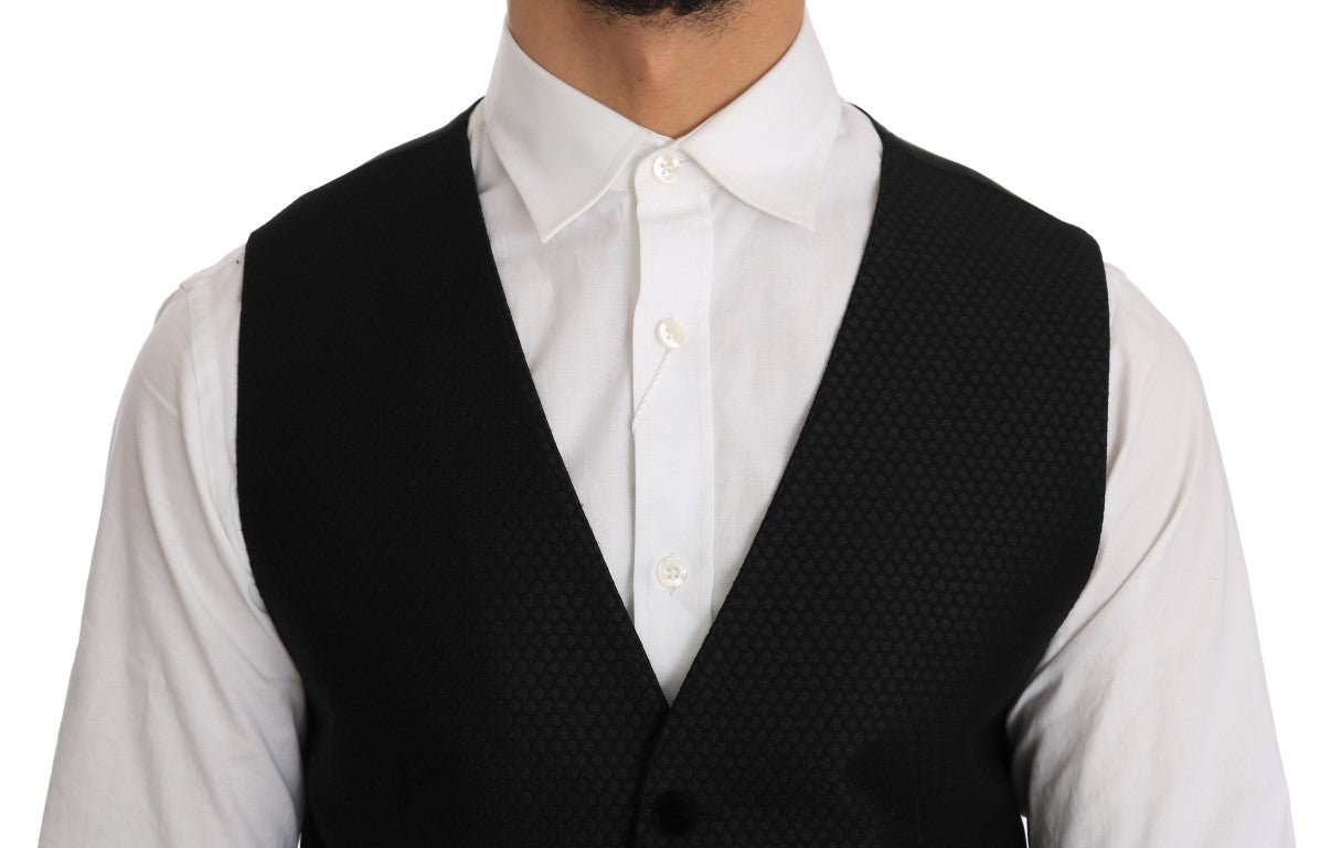 Dolce & Gabbana Elegant Polka Dot Black Dress Vest crafted in Italy with unparalleled quality