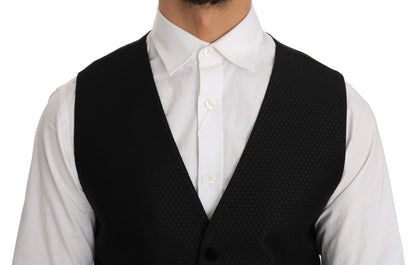 Dolce & Gabbana Elegant Polka Dot Black Dress Vest crafted in Italy with unparalleled quality