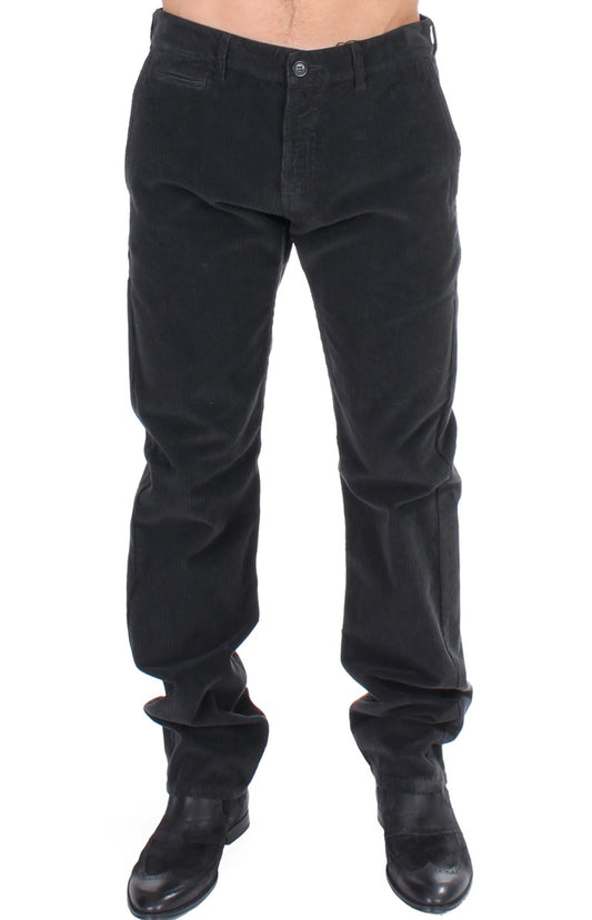 GF Ferre Elegant Black Cotton Corduroy Pants - High-quality, stylish, and comfortable pants for men