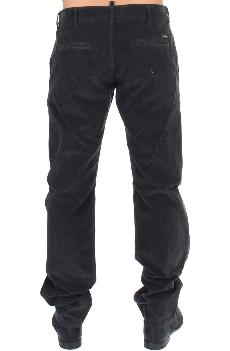 GF Ferre Elegant Black Cotton Corduroy Pants with Stylish Design and Comfortable Fit