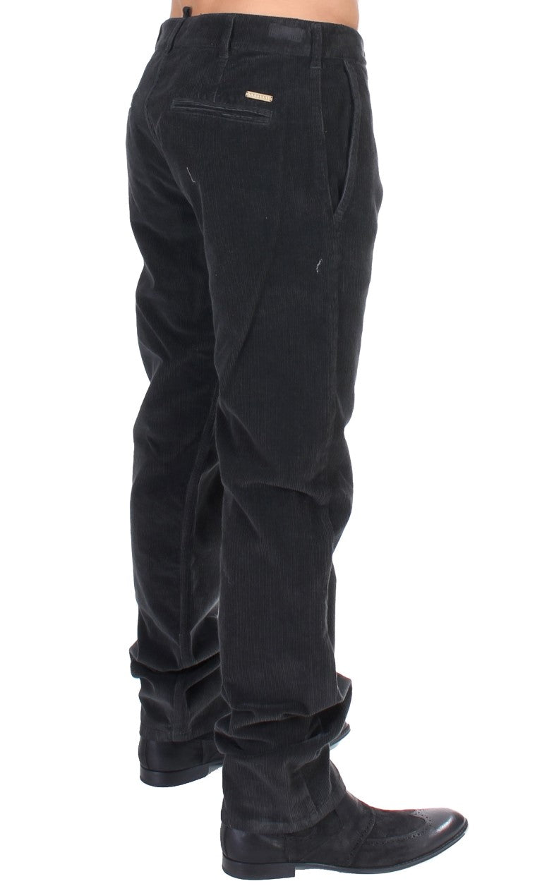GF Ferre Elegant Black Cotton Corduroy Pants with a comfortable fit and stylish design for any occasion