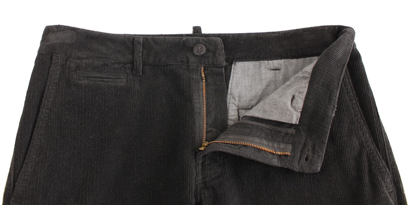 GF Ferre Elegant Black Cotton Corduroy Pants with a Classic Stylish Design