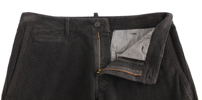GF Ferre Elegant Black Cotton Corduroy Pants with a Classic Stylish Design