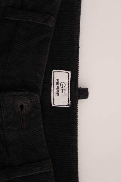 GF Ferre Elegant Black Cotton Corduroy Pants - Stylish and versatile bottoms for any occasion
