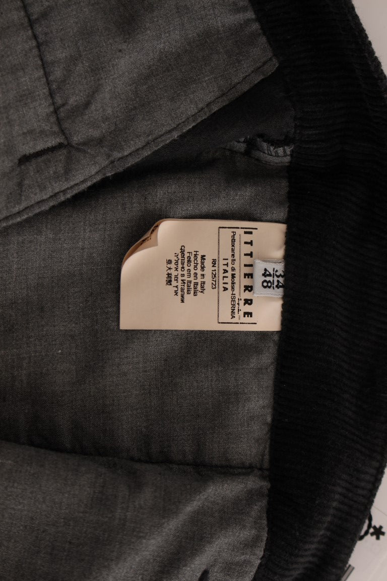 GF Ferre Elegant Black Cotton Corduroy Pants - High-quality, stylish, comfortable bottoms for men