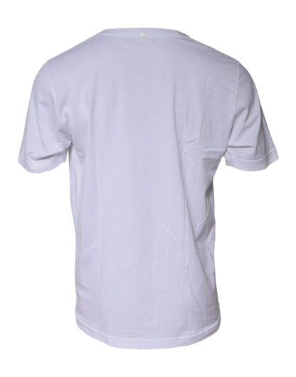 Dolce & Gabbana White Cotton Logo Plaque Crew Neck T-shirt