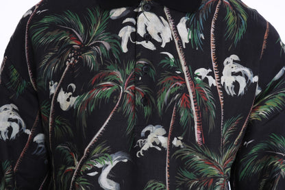 Dolce & Gabbana Sicilian Volcano Motive Polo Tee in black